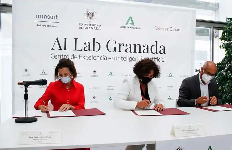 Firma del convenio para la creación del nuevo Centro de Excelencia en Inteligencia Artificial. Universidad de Granada